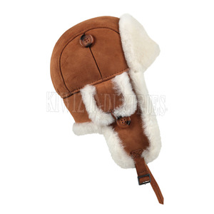 Personalizada nueva piel de oveja ajustable bajo Moq sólido liso hombres Shearling sombreros de piel de oveja - Product Image 3