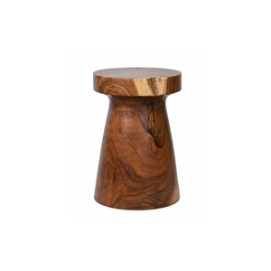 ARTERRA Premium Teak Wood Pedestal <b>Stool</b> Modern Round Side <b>Table</b> Luxury Accent End <b>Table</b> for Living Room - Product Image 1
