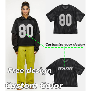 Maillot de football américain classique personnalisé à manches courtes, respirant, en maille, sublimation, 100% polyester, maillot d'équipe 80 - Product Image 2