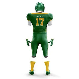 ชุดเครื่องแบบฟุตบอลอเมริกันสีเขียวชุดเสื้อเจอร์ซีย์และกางเกงที่ออกแบบเองสำหรับฝึกซ้อม - Product Image 4