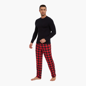 Conjunto de Pantalones a Cuadros Cómodos, Conjuntos de Pijamas para Hombre, Ropa de Estar Personalizada, Pijamas de Algodón Orgánico para Hombre, Conjunto de Ropa de Dormir Personalizada de Fábrica Premium de Vietnam - Product Image 2