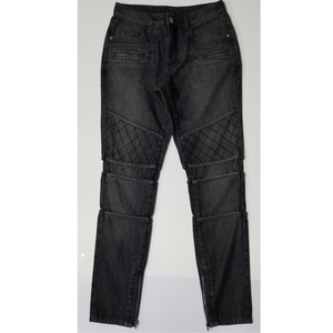 Pantalones Largos de Mezclilla Decorativos Formales de Algodón y Elastano para Mujer, Lavado Oscuro, Estilo Gótico con Cintura Media Modesta y Pierna Recta - Product Image 1