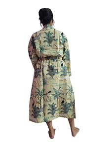100% Cotton Handblock Printed Floral Bathrobe for Women Handmade Classic Casual Breathable Smooth Vacation Winter Summer Autumn - Product Image 5
