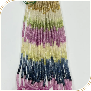 ลูกปัดแซฟไฟร์ธรรมชาติทรงรอนเดลเหลี่ยมเพชรพลอย ขนาด 3 มม. ความยาว 14 นิ้ว สำหรับทำเครื่องประดับ - Product Image 3