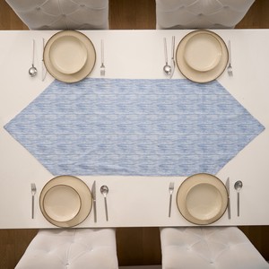 Bleu Coton Lin Chemin De Table Motif Imprimé Floral Tissé Crochet Style De Luxe 40x140 Triangle Coins pour La Maison Hôtel De Mariage - Product Image 4