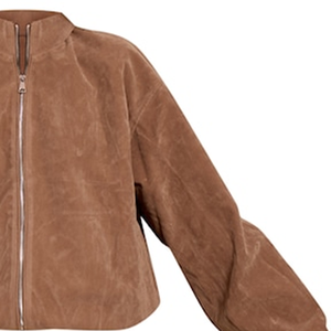 Chaqueta Bomber de Gamuza Sintética Mushroom Rexine, Textura Suave de Lujo, Reversible, Corte Relajado, Estilo Urbano, para Uso Diario - Product Image 4