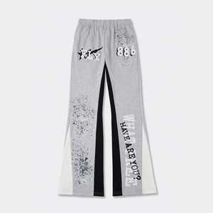 OEM Printed <b>Men's</b> Sweatpants High-Wash Design with Multi-Pockets 100% Cotton Flared Pant - Product Image 2