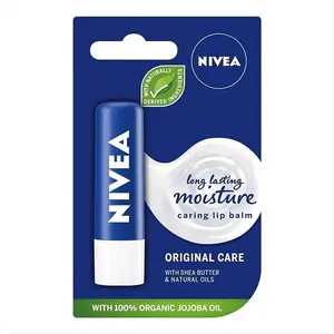 Pelembap bibir pria NIVEA, perawatan aktif, balsam bibir, SPF 15, 4.8g dan pelembap bibir NIVEA, mawar lembut, 4.8g