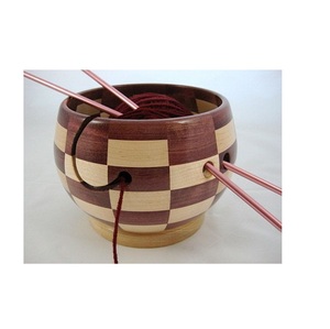 Cuenco de hilo de madera marrón oscuro, cuenco de hilo de mesa duradero para tejer fácilmente, venta de cuenco de hilo de madera de primera calidad para tejedores - Product Image 5