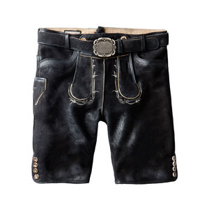 Bavarian Style Lederhosen <b>Shorts</b> Black Tanned Deer <b>Leather</b> <b>Shorts</b> <b>Men's</b> Customized <b>Shorts</b> Made in Pakistan - Product Image 4