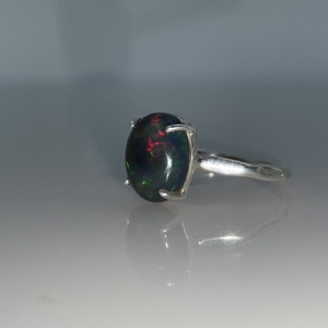 Ensemble de bijoux HAYAAT GEMS pour enfants, boucles d'oreilles et bague en argent plaqué, style punk, avec opale noire, cristal, strass et imitation perle, coupe ovale - Product Image 2