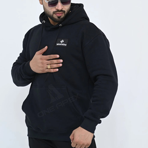 Sudadera con capucha personalizada para hombre de alta calidad 100% algodón patrón sólido fábrica al por mayor diseño personalizado cuello con capucha - Product Image 2