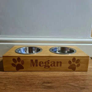 Natural Acacia Wood <b>Feeders</b> Stand, Pet <b>Feeder</b> for Dog Bowls Food Water to Beloved for Small Breed Dog, Puppies <b>Cats</b> - Product Image 4