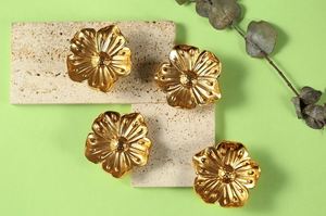 Gold flower brass knob <b>pull</b> drawer cabinet <b>for</b> <b>home</b> dresser door cabinet furniture decorative kitchen wardrobe handle knobs 2024 - Product Image 3