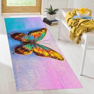 Alfombra con Pintura de Mariposas Coloridas, Alfombra Rosa, Alfombras Abstractas de Mariposas, Alfombra Estampada, Alfombra de Terciopelo de Lujo - Product Image 4