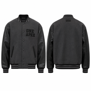 <b>Men's</b> Charcoal Grey Varsity <b>Jacket</b> Wool Body Real Leather Sleeves Blank Letterman <b>Baseball</b> <b>Jacket</b> OEM ODM - Product Image 2