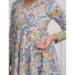 Vestido Largo Blanco de Algodón Angrakha, Estampado Boho Hippie, Cintura Imperio, Transpirable, Alta Calidad, Casual, para Fiesta, Talla XS, para Uso Diario en Club - Product Image 4