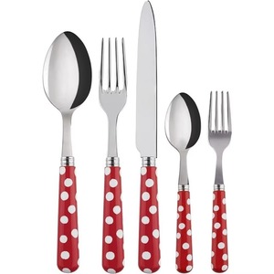 Juego de 5 cubiertos de acero inoxidable, utensilios de cocina ideales para regalos de mesa, cubiertos con acabado plateado para el hogar, mango de 2 colores - Product Image 1