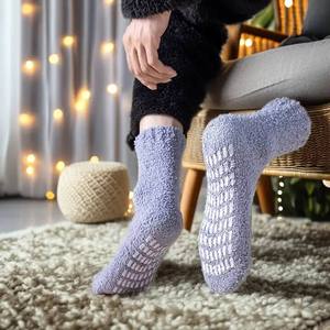 Warm indoor furry socks extra thick snowflake thermal slippers crew size anti-slip furry socks - Product Image 2