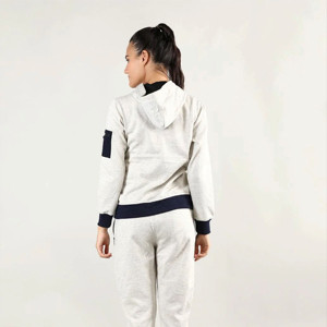 Women's XL XS Breathable Full <b>Zip</b> <b>Hooded</b> Tracksuit 65% Cotton 35% Polyester Custom Logo Winter Sets Cropped Style Washed Finish - Product Image 2