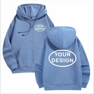 Personalice su logotipo Sudadera con cremallera Hombres Mujeres Suelta Casual Verano Con capucha Fleece Ecológico Ropa deportiva de manga larga - Product Image 2