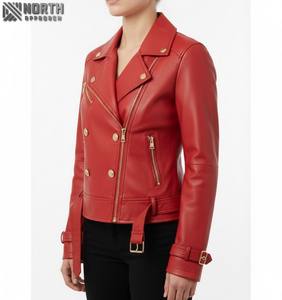 แจ็กเก็ตบอมเบอร์แบบถักแฟชั่นหนังแท้ผ้าใบสำหรับผู้หญิงสำหรับฤดูหนาวคุณภาพ2025 - Product Image 5