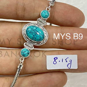 <b>Sterling</b> <b>Silver</b> <b>Bracelet</b> Best Seller Fine Jewelry For <b>Women</b> Oval & Round Cut Blue Turquoise Gemstone <b>Bracelet</b> - Product Image 3