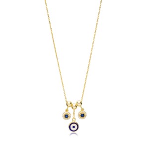Pendentif de collier shaker en émail œil perlé, motif œil turc, bijoux artisanaux en argent sterling 925, vente en gros - Product Image 5