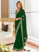 Sari Bollywood de Créateur en Georgette Épaisse avec Blouse pour Mariage et Soirée, du Fabricant Indien