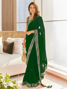 Nặng Georgette Thiết Kế Bollywood <span class=keywords><strong>Saree</strong></span> Với Áo Cho Đám Cưới Và Bên Mặc Từ Ấn Độ Nhà Sản Xuất - Product Image 4