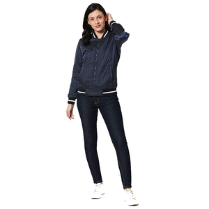 PRO ENTERPRISES Chaqueta Bomber de invierno para mujer-Ajuste cómodo Tela de lona transpirable 100% Poliéster Shell Stand Collar Cremallera - Product Image 4