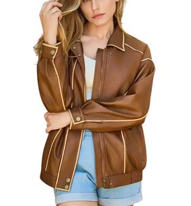 เสื้อโค้ทหนังแกะสำหรับผู้หญิง งานถักสั่งทำพิเศษ ขายส่ง ทรงหลวม แฟชั่น นุ่ม หนังแท้ บริการ OEM - Product Image 1