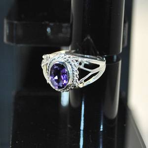 Diseño romántico amatista corte ovalado 925 Ajuste de bisel de plata esterlina anillo de banda fiesta de compromiso aniversarios de boda mujeres niñas - Product Image 3