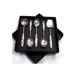 Stainless Steel Salad Serving Spoon With Brass Handle for Hotel at Design Table Serving Spoon for use - Product Image 3