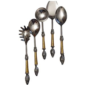 Juego de cucharas de servicio de alta calidad al por mayor, compra a bajo precio, utensilios de servicio pulidos multicolores de acero inoxidable - Product Image 3