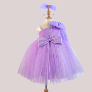 Petite taille longue robe de demoiselle d'honneur avec voile violet Nhung Nguyen robe de princesse bébé fille enfant vêtements fabriqués au Vietnam OEM ODM - Product Image 6