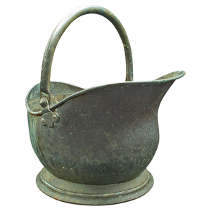 Cubo para Carbón de Carbón Vegetal Negro Martillado Único, Herramienta para Chimenea, Nuevo Cubo para Carbón con Mango de Madera, Forma Redonda - Product Image 4