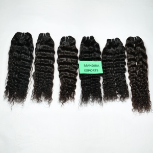 Vente en gros 100% double trame naturelle douce bouclée faisceaux lâche vague profonde vierge temple extensions de cheveux humains Inde fabricant - Product Image 3