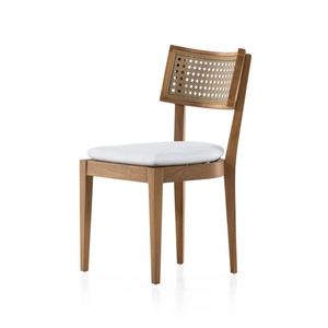 Modern Solid Teak Wood <b>Dining</b> <b>Chair</b> with Woven <b>Rattan</b> Seat Backrest Cushion Waterproof for Indoor Outdoor Use for Apartment - Product Image 1