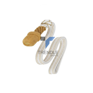 Adorno de Borlas de Alta Calidad, Cuero Blanco con Trenzado Dorado, Decoración para Prendas, Duradero, Cosido a Mano, Nudo de Espada - Product Image 1