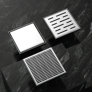 Drain de douche moderne en acier inoxydable chromé robuste, 6x6 pouces, <span class=keywords><strong>drainage</strong></span> <span class=keywords><strong>vertical</strong></span> avec base en ABS - Product Image 3