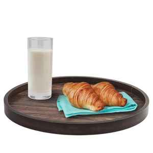 Plateau de service rond en bois de manguier rustique de haute qualité fait à la main pour décor de comptoir de cuisine et service de Restaurant - Product Image 4