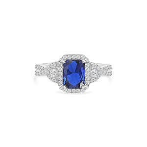 Anillo de plata de diseñador de zafiro azul para hombre, patrón de Luna geométrico romántico, piedra preciosa de moda fina chapada en rodio, 1,5 quilates - Product Image 2