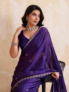 Sari en soie douce de haute qualité, à la mode, traditionnel, magnifique, pour les fêtes, avec broderie et bordure, séchage rapide, best-seller de FATEMA FASHION - Product Image 3