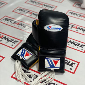 Gants de boxe à lacets en cuir gagnant personnalisés OEM Muay Thai & Gants d'entraînement Fabricant d'équipement de combat professionnel - Product Image 1
