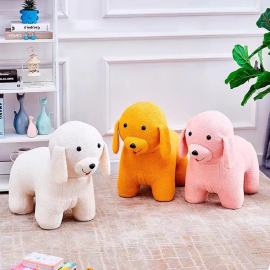 Taburete con Forma de Perro con Estructura de Madera y Tapicería de Lana Especial, 7 Colores Opcionales - Product Image 2