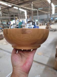 Cuenco de madera de bambú disponible, cuenco redondo Natural sostenible hecho a mano ecológico superventas - Product Image 2