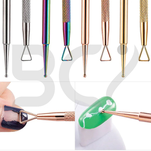 Poussoir à cuticules à double tête en acier inoxydable Stylo à ongles dissolvant de vernis à ongles en gel Outils de manucure propres - Product Image 6