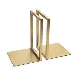 Minimalist Gold Bookends <b>Set</b> Of 2 For Home Office Library Study Room And Also Use As Decorative Organizer Accent From India - Product Image 1