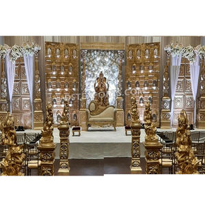Scène de mariage traditionnelle du sud de l'Inde pour la scène à thème doré de Kalyanam pour les mariages Kalyanam pour les mariages hindous tamiliens - Product Image 1